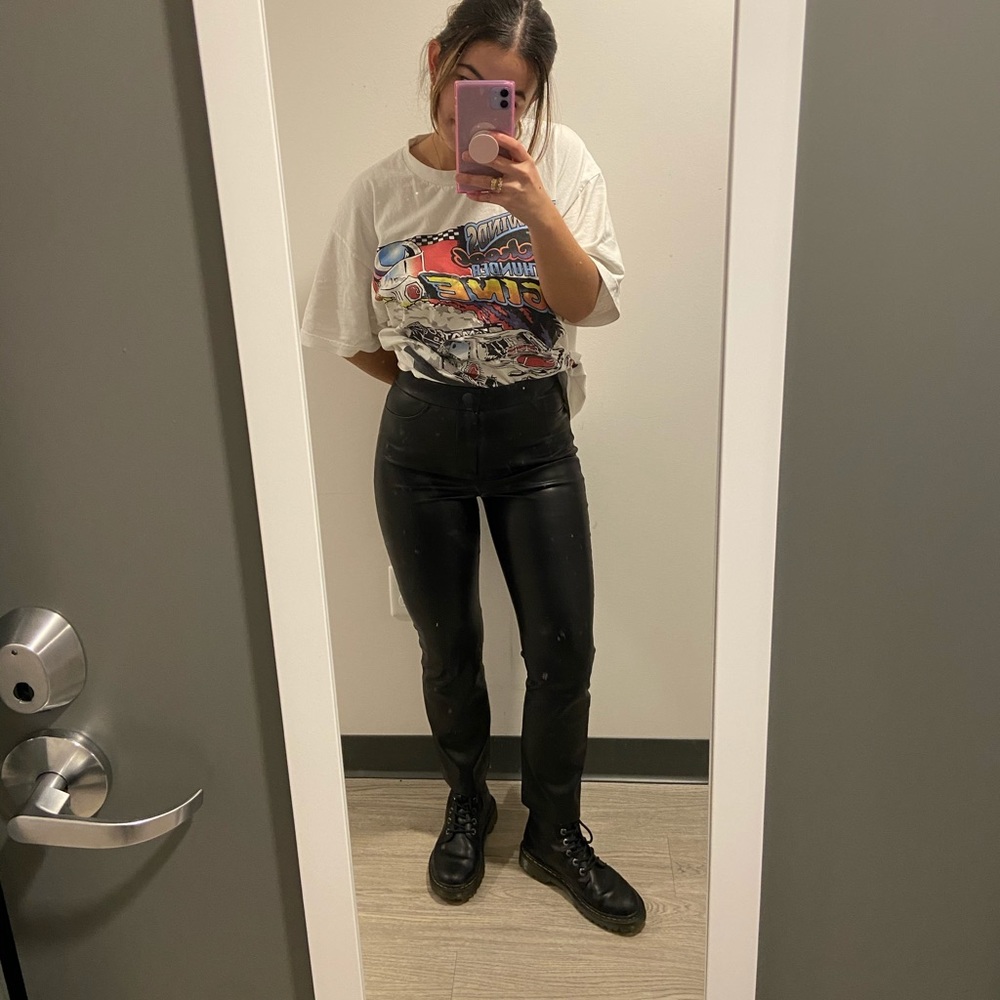 Zara Kick Flare Leather Pants
